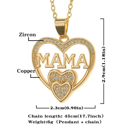 MAMA Double Heart Pendant Necklace