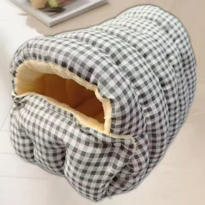 Warm, Detachable & Scratch-Resistant Gingham Pet House Bed QH7