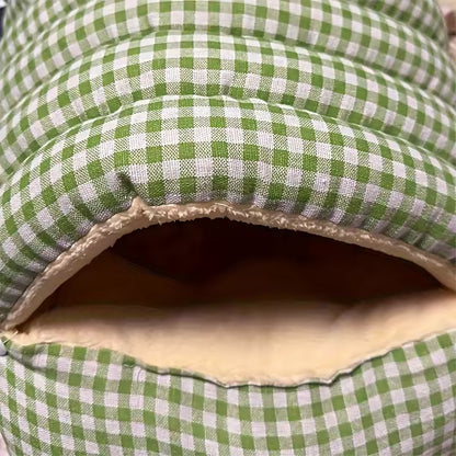 Warm, Detachable & Scratch-Resistant Gingham Pet House Bed QH7