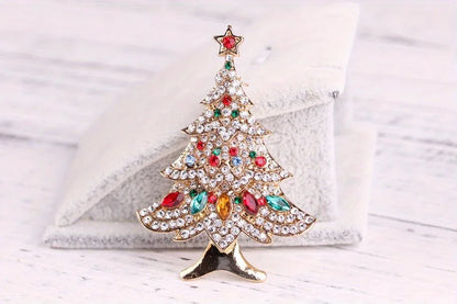 Exquisite Christmas Tree Crystal Brooch