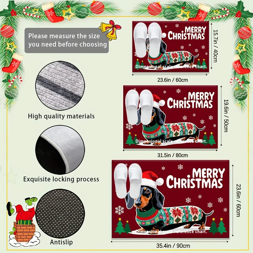 Dachshund Chrismas Mat