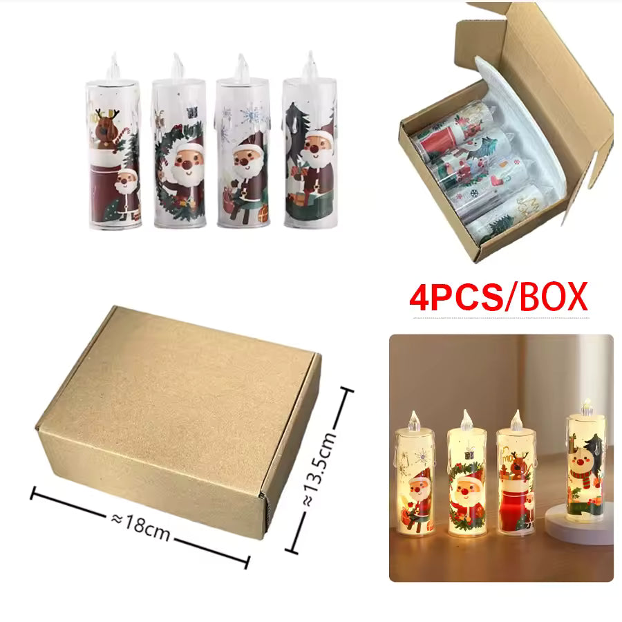 Christmas Themed LED Candle Set - Set 4 Candles