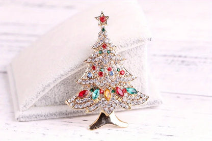 Exquisite Christmas Tree Crystal Brooch