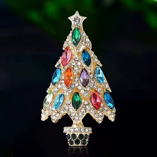 Rhinestone Christmas Tree Brooch
