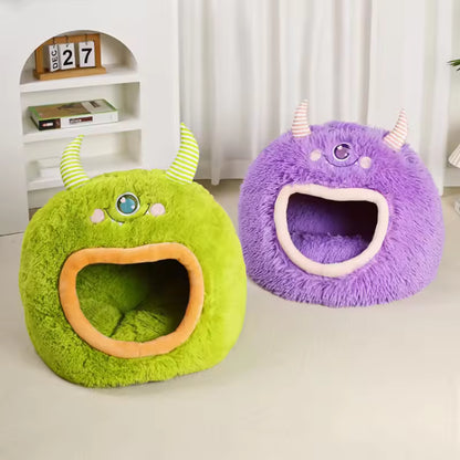 Cartoon Monster Pet House Bed Soft, Warm And Safe for All 4 Seasons QH11