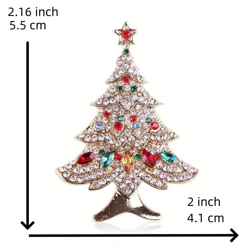 Exquisite Christmas Tree Crystal Brooch