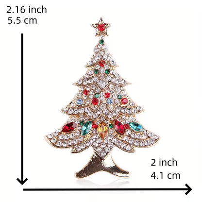 Exquisite Christmas Tree Crystal Brooch