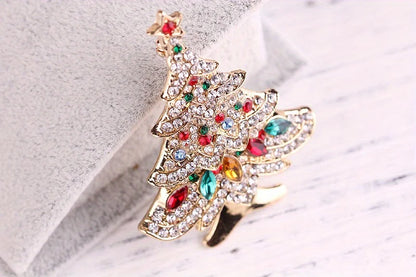 Exquisite Christmas Tree Crystal Brooch