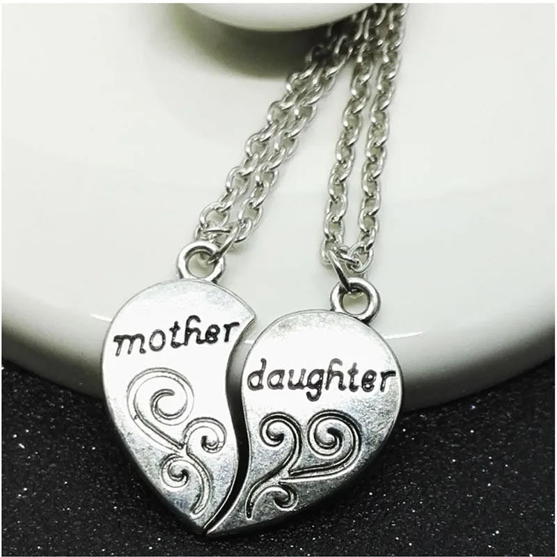 “Two Halves, One Heart” – Mother Daughter Necklace Set