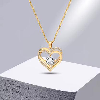I Love You Engraved Double Heart Necklace