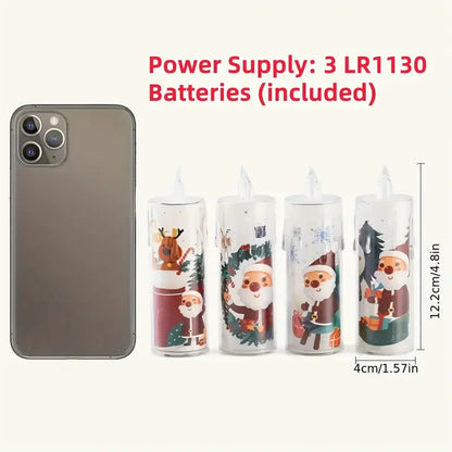 Christmas Themed LED Candle Set - Set 4 Candles