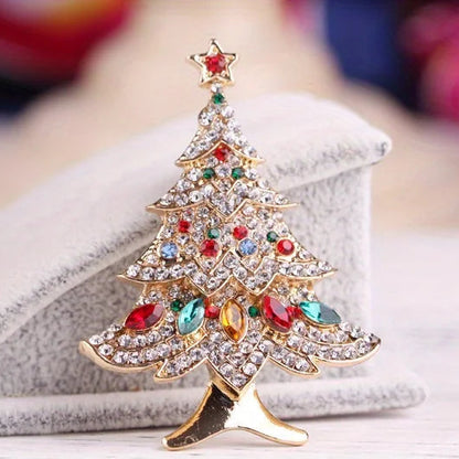 Exquisite Christmas Tree Crystal Brooch