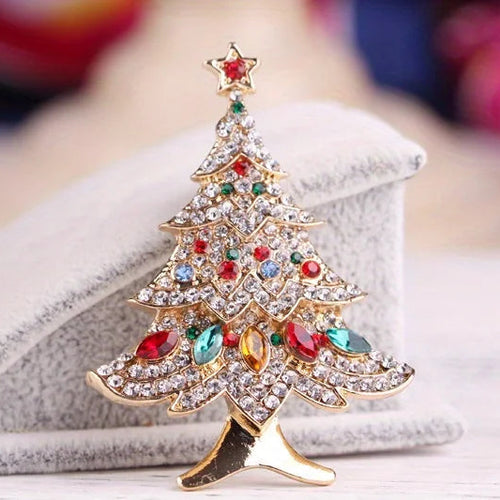 Exquisite Christmas Tree Crystal Brooch