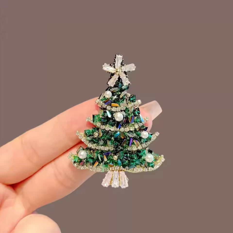 Crystal Christmas Tree Brooch
