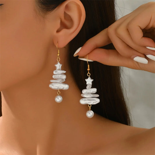 Christmas Tree Pearl Earrings