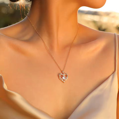 I Love You Engraved Double Heart Necklace