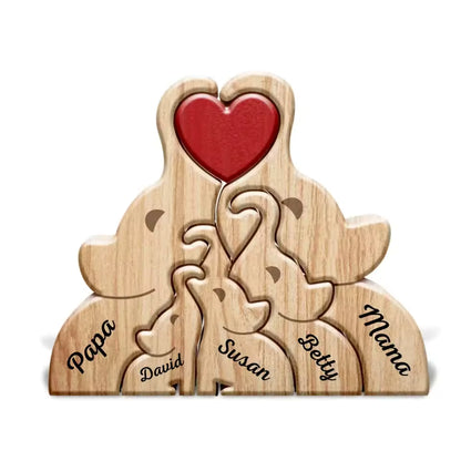 Personalized Hugging Elephant Family Puzzle