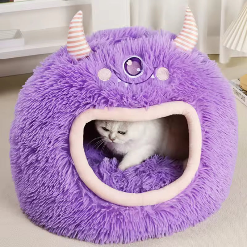 Cartoon Monster Pet House Bed Soft, Warm And Safe for All 4 Seasons QH11