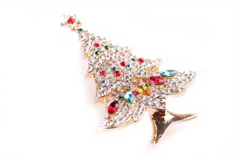 Exquisite Christmas Tree Crystal Brooch