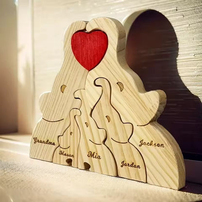 Personalized Hugging Elephant Family Puzzle