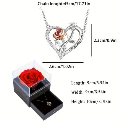 I Love You Forever Necklace With Rose Gift Box