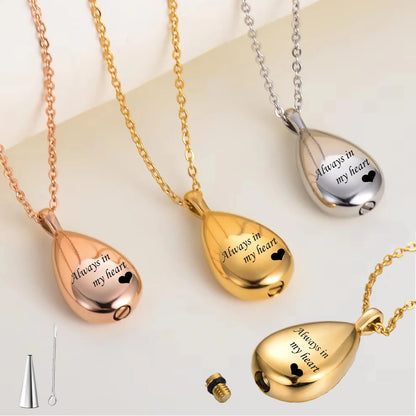 Always In My Heart Memorial Teardrop Necklace