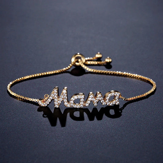 Mama Letter Zircon Bracelet