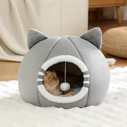 Premium Closed Cat-Ear Cave Bed for Pets, Pet House Bed QH9