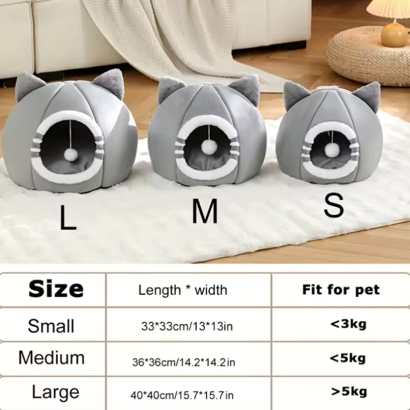 Premium Closed Cat-Ear Cave Bed for Pets, Pet House Bed QH9