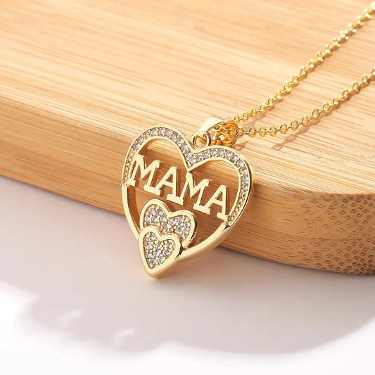 MAMA Double Heart Pendant Necklace