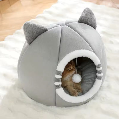 Premium Closed Cat-Ear Cave Bed for Pets, Pet House Bed QH9