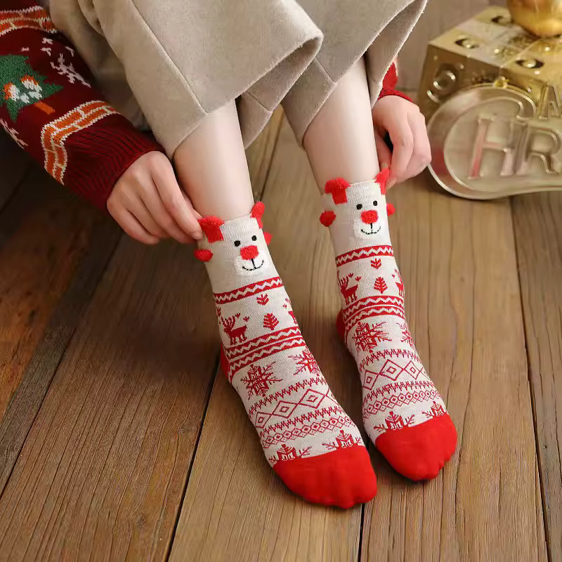 Christmas Deer Socks - Set 3 pairs