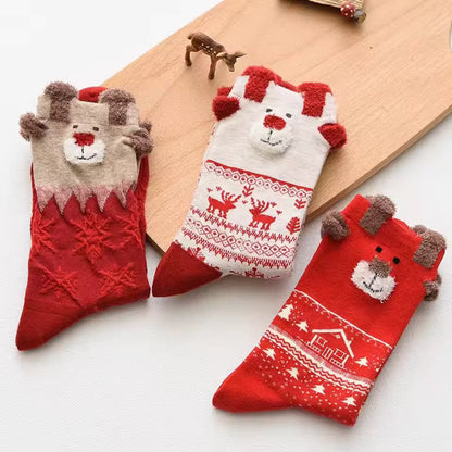 Christmas Deer Socks - Set 3 pairs
