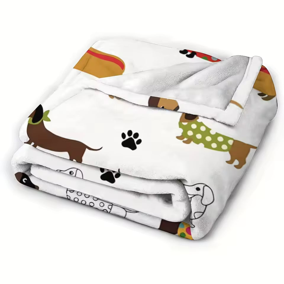 Cute Dachshund Colorful Fleece Blanket