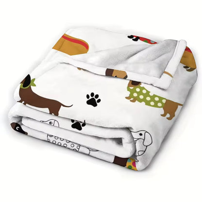 Cute Dachshund Colorful Fleece Blanket