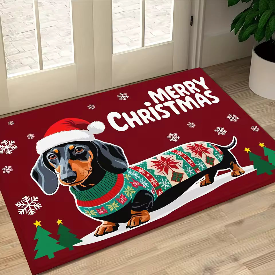 Dachshund Chrismas Mat