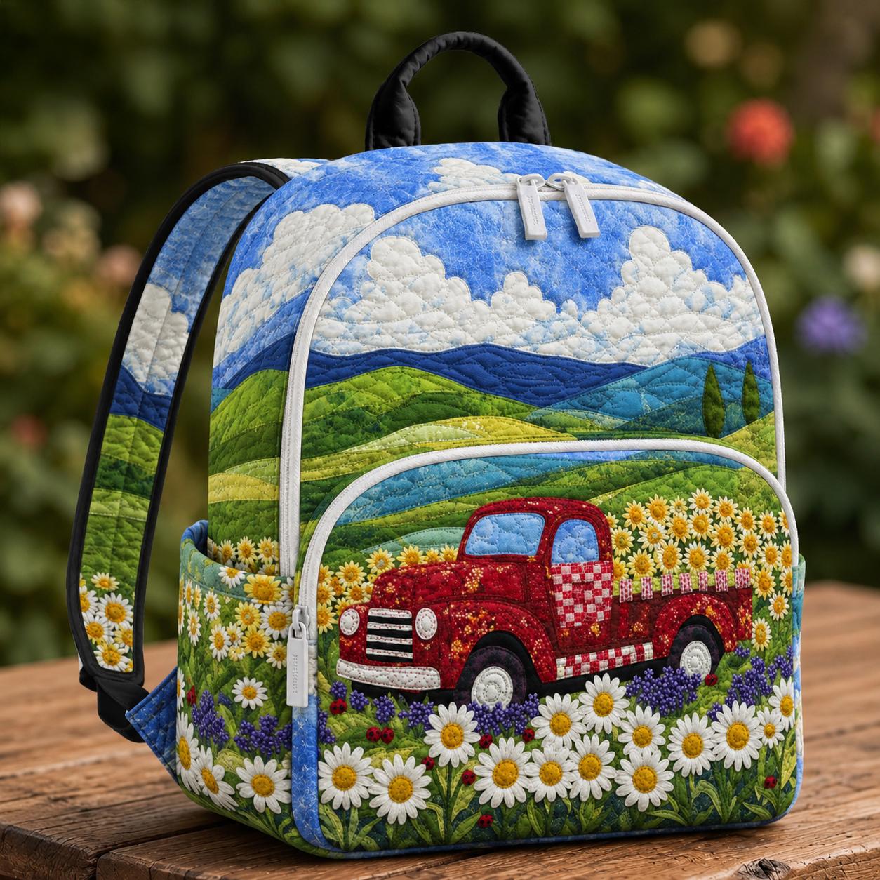Vintage Red Truck Quilted Backpack CETG08