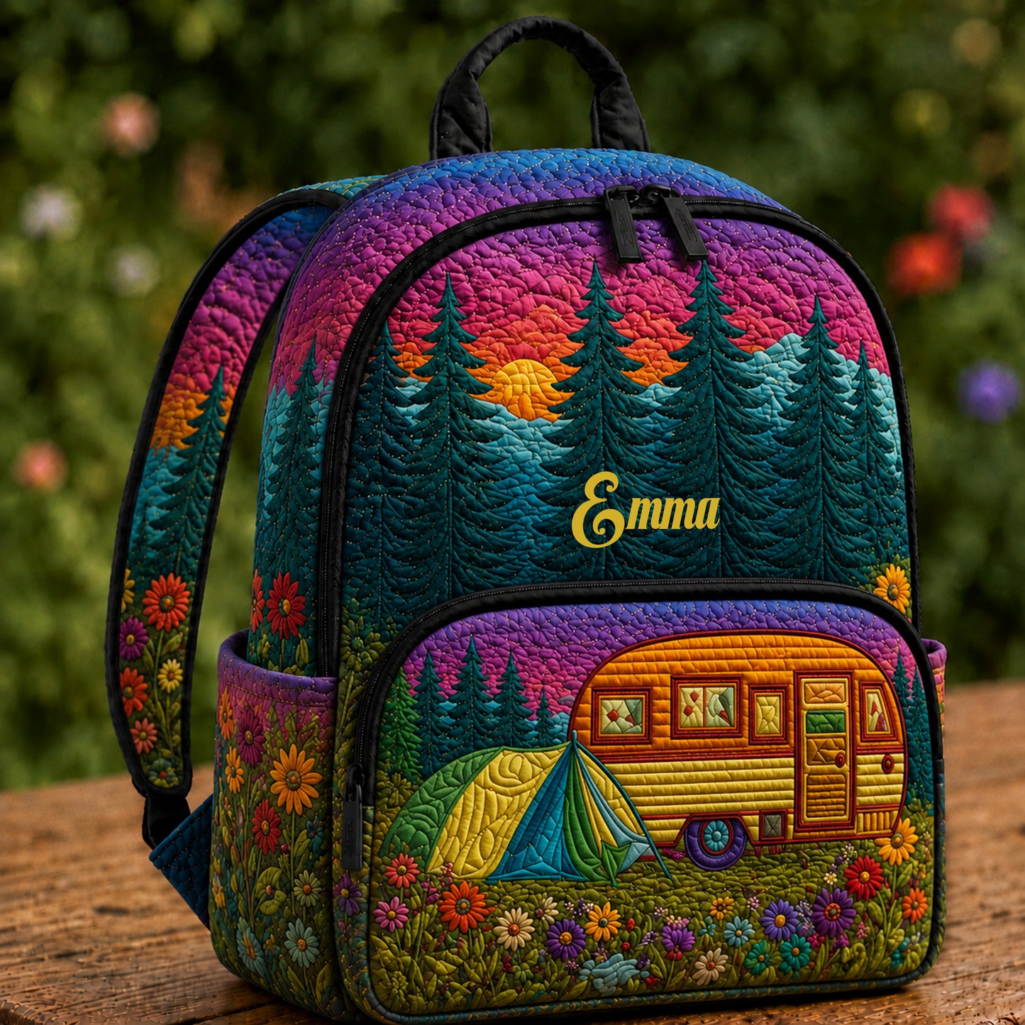 Custom Name Camping Quilted Backpack CETP01