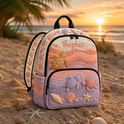 Personalized Sea Turtle Quilted Backpack CETP02