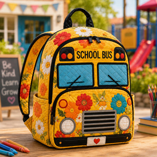 Boho Daisy School Bus Quilted Backpack CETP04