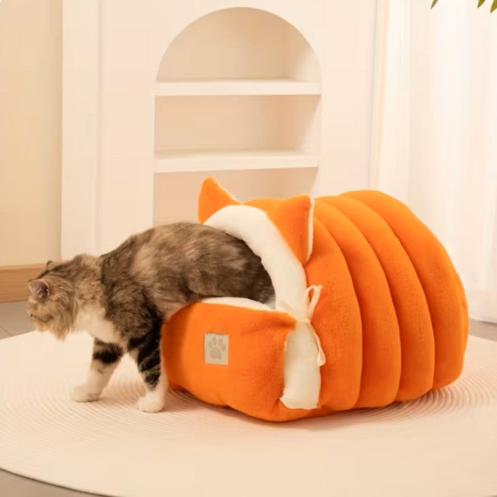 Warm Soft Sleeping Nest Cat Ear Pet House Bed QH3