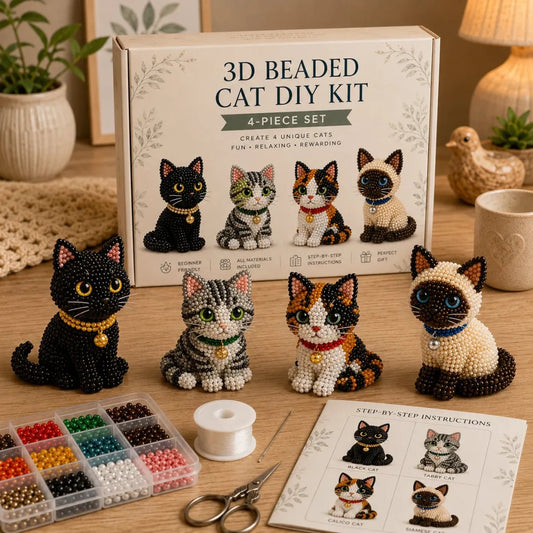 Cute 3D Beaded Animal DIY Kit - Handmade Pet Craft Set & Home Decor
