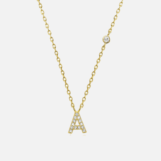 Stone Letter Necklace - Gold
