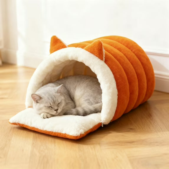 Warm Soft Sleeping Nest Cat Ear Pet House Bed QH3