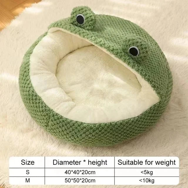 Cute Frog Hooded Cat Bed Pet House Bed QH2