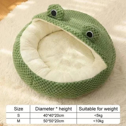 Cute Frog Hooded Cat Bed Pet House Bed QH2