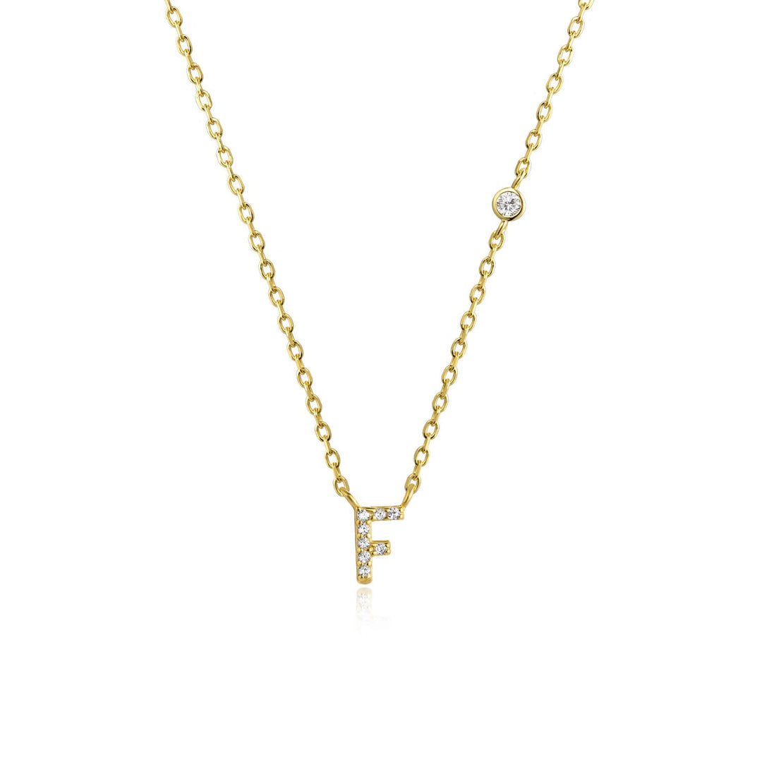 Stone Letter Necklace - Gold