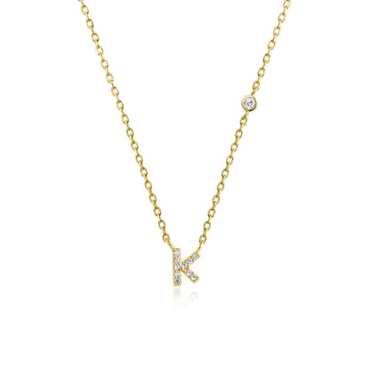 Stone Letter Necklace - Gold