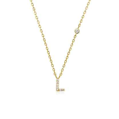 Stone Letter Necklace - Gold