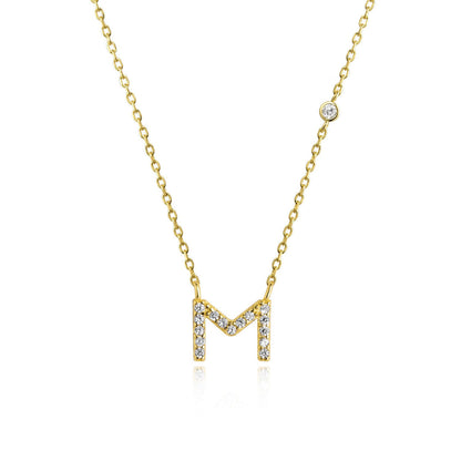 Stone Letter Necklace - Gold